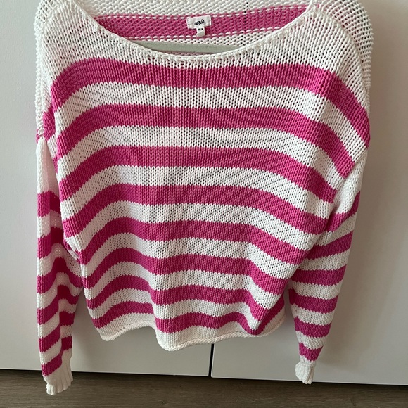 Aerie Bold Pink and White Striped Sweater - Picture 1 of 4